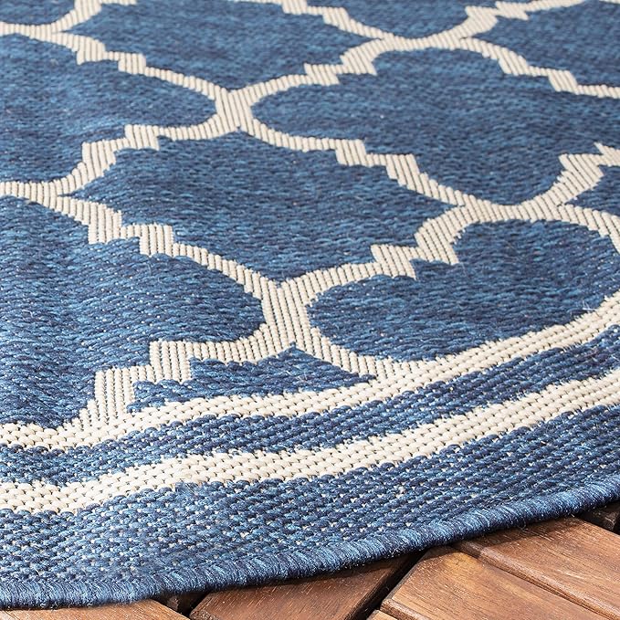 SAFAVIEH Courtyard Collection 4' Round Green/Beige CY6918 Trellis Indoor/ Outdoor Splashproof Easy Scrubbing Patio Backyard Mudroom Area Rug