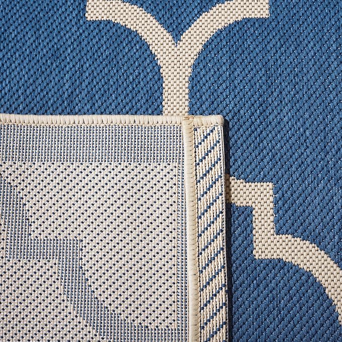 SAFAVIEH Courtyard Collection 2'3" x 12' Blue/Beige CY6914 Trellis Indoor/ Outdoor Waterproof Easy Cleaning Patio Backyard Mudroom Runner Rug