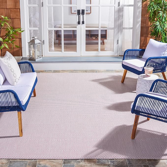 SAFAVIEH Courtyard Collection 8' x 10' Ivory/Pink CY8521 Indoor/ Outside Waterproof Easy cleansingPatio Backyard Mudroom Area Mat