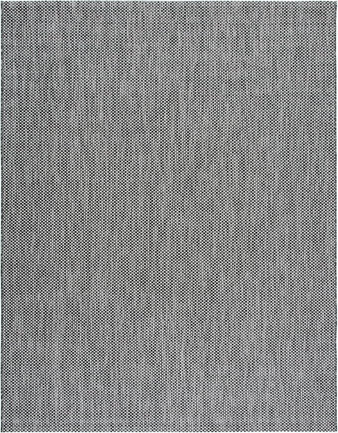 SAFAVIEH Washable Rug Outdoor Courtyard Collection - 10' x 14', Black & Beige, Non-Shedding & Easy Cleaning, Ideal for Patio, Backyard, Mudroom (CY8521-36621)