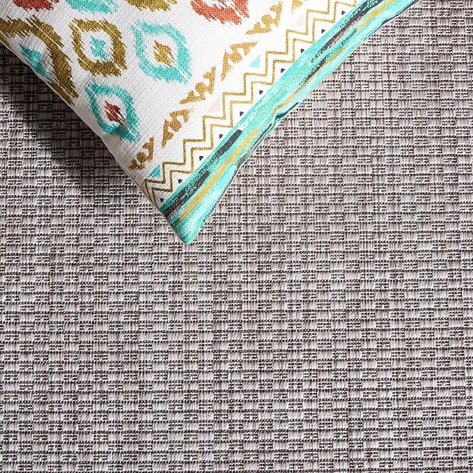 SAFAVIEH Washable Rug Outdoor Courtyard Collection - 2'3" x 22' Runner, Beige & Black, Non-Shedding & Easy to Clean, Ideal for Patio, Backyard, Deck, Kitchen, Mudroom (CY8477-36612)