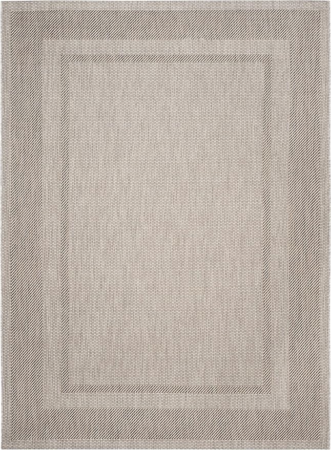 SAFAVIEH Washable Rug Outdoor Courtyard Collection - 10' x 14', Beige & Brown, Non-Shedding & Easy to Clean, Ideal for Patio, Backyard, Deck, Mudroom (CY8477-36312)