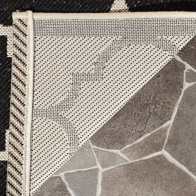 SAFAVIEH Courtyard Collection 2'3' x 20' Black/Beige CY6914 Trellis Indoor/ Outdoor Patio Backyard Mudroom Runner Rug