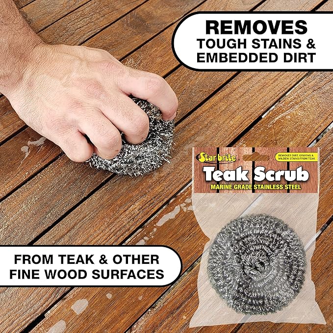 Star brite Marine-Grade Stainless Steel Scrub Scouring Pad Scrubber - Refinish Wood Furniture & Boat Teak (Pack of 12)