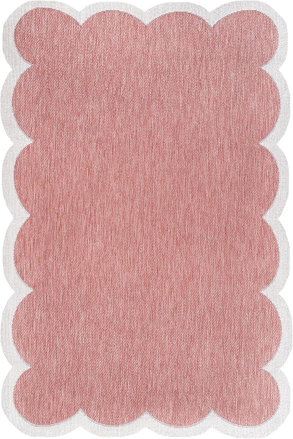 JONATHAN Y Cottage Two-Tone Scalloped Indoor Outdoor Area Rug 8X10 Light Rose/Cream, Alice Classic for Backyard, Patio, Porch, Easy-Cleaning, High Traffic, Pet-Friendly, Non-Shedding (SHP103B-8)