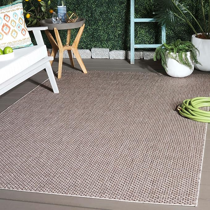 SAFAVIEH Courtyard Collection 6'7" x 9'6" Beige/Brown CY8521 Indoor/ Outdoor Waterproof Easy Cleaning Patio Backyard Area Rug