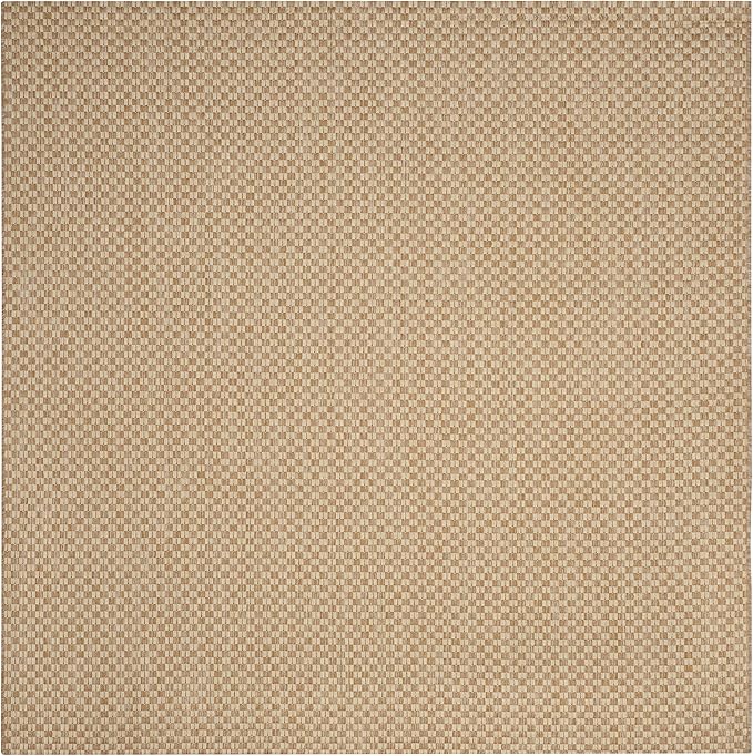SAFAVIEH Washable Rug Outdoor Courtyard Collection - 9' Square, Natural & Cream, Non-Shedding & Easy Cleaning, Ideal for Patio, Backyard, Mudroom (CY8653-03021)