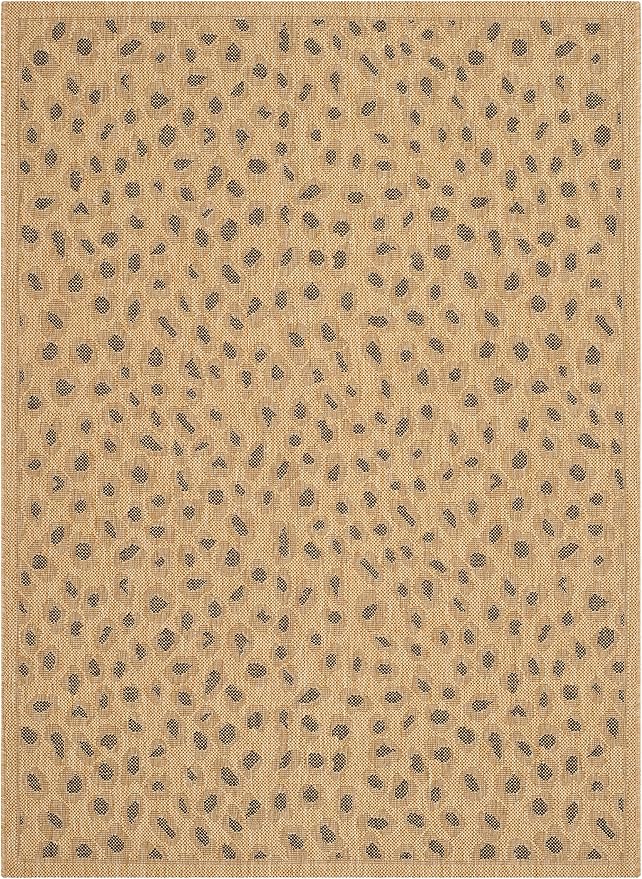 SAFAVIEH Washable Rug Outdoor Courtyard Collection - 9' x 12', Natural & Gold, Non-Shedding & Easy Cleaning, Ideal for Patio, Backyard, Mudroom (CY6104-39)