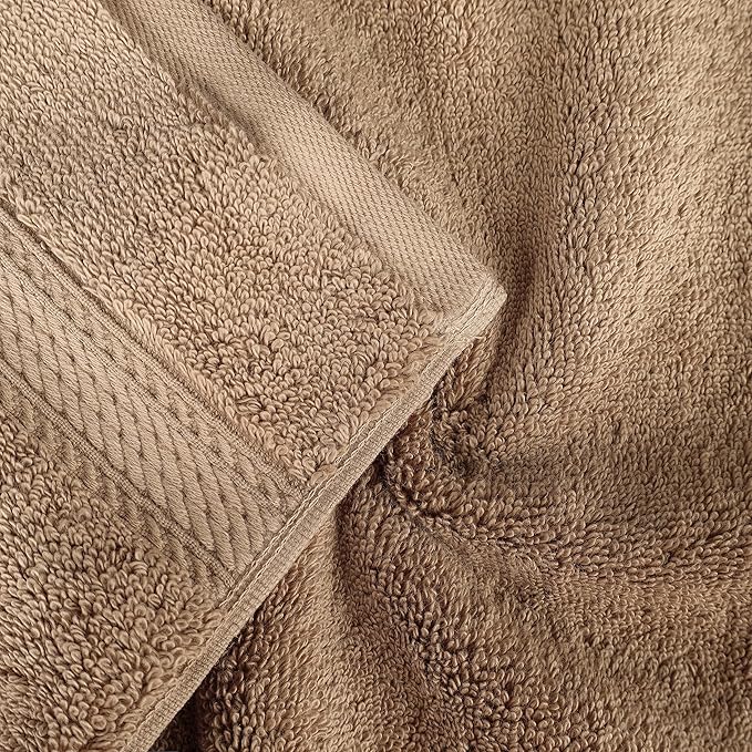 BNM Egyptian Cotton Heavyweight Towels, Ideal For Bathroom, Shower, Spa, Hotel, 800 GSM, Face/ Washcloths, Hand Towels, Bath Towels, Highly-Absorbent, Luxury Basics, 9 Piece Towel Set, Latte Brown