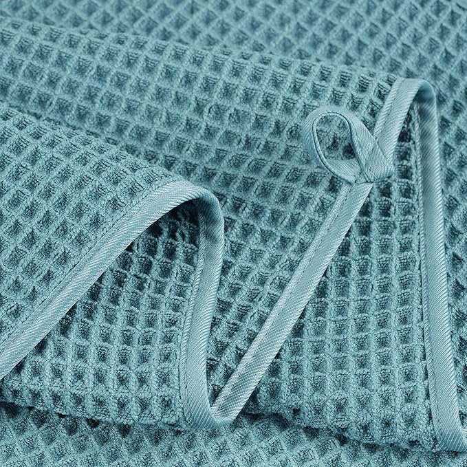 POLYTE Oversize, 60 x 30 in., Quick Dry Lint Free Microfiber Bath Towel Set, 6 Piece (Waffle Weave)