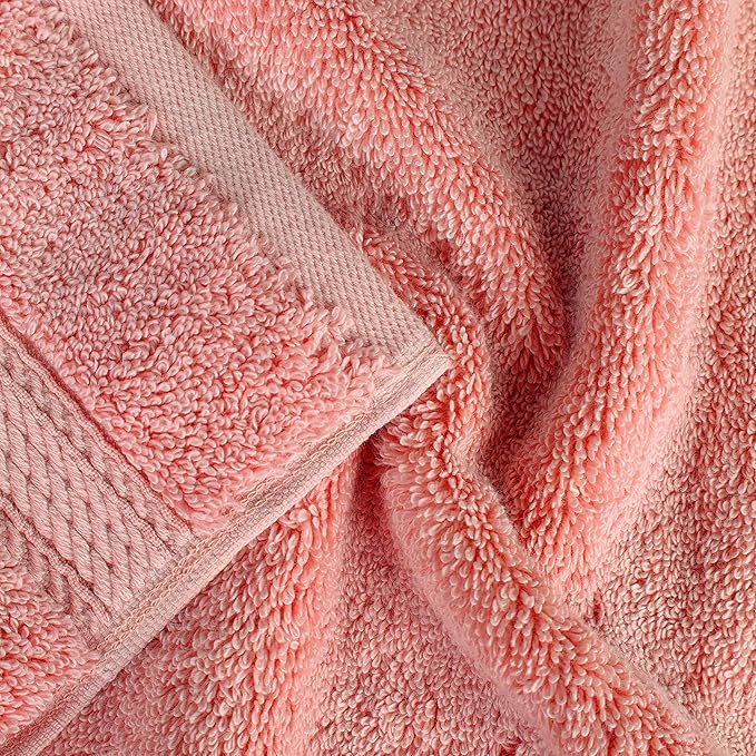 BNM Egyptian Cotton Heavyweight Towels, Ideal For Bathroom, Shower, Spa, Hotel, 800 GSM, Face/ Washcloths, Hand Towels, Bath Towels, Highly-Absorbent, Luxury Basics, 9 Piece Towel Set, Tea Rose Pink