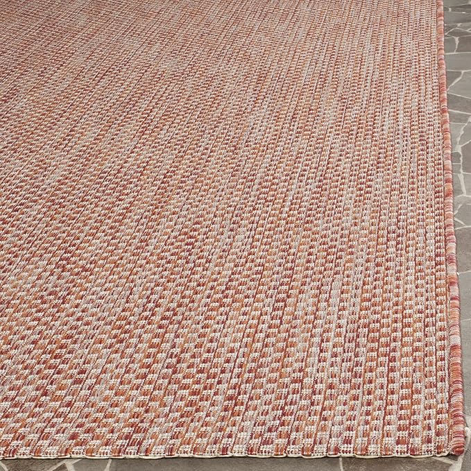 SAFAVIEH Washable Rug Outdoor Courtyard Collection - 2'3" x 14' Runner, Red & Beige, Non-Shedding & Easy Cleaning, Ideal for Patio, Entryway, Mudroom, Hallway, Kitchen (CY8521-36521)