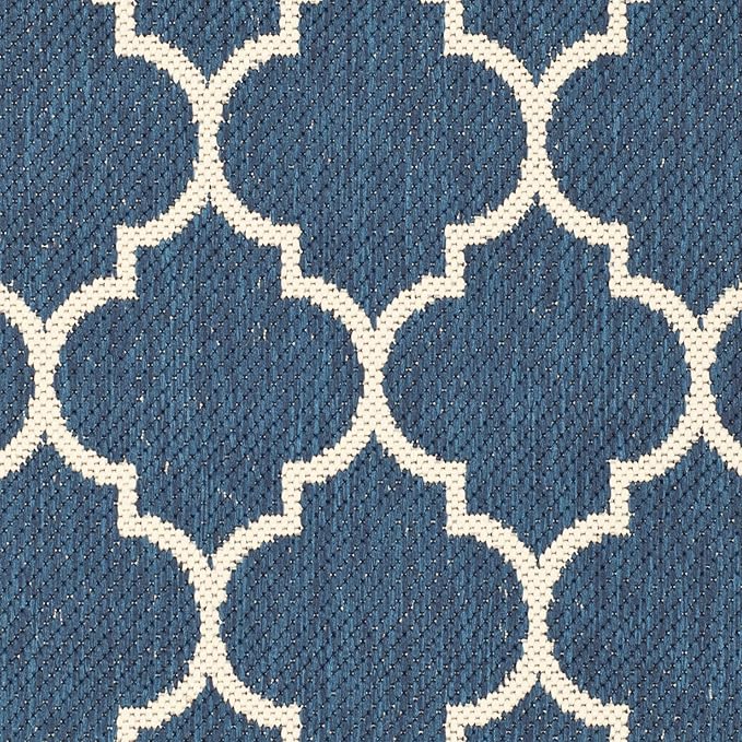 SAFAVIEH Washable Rug Outdoor Courtyard Collection - 2' x 3'7", Navy & Beige, Non-Shedding & Easy Cleaning, Ideal for Patio, Front Door, Entryway, Doormat (CY6914-268)