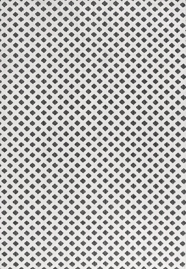 JONATHAN Y Mini-Diamond Trellis Indoor Outdoor Area Rug 5X8 White/Black, Rabat High-Low Pile for Backyard, Patio, Porch, Easy-Cleaning, High Traffic, Pet-Friendly, Non-Shedding (SBH101B-5)