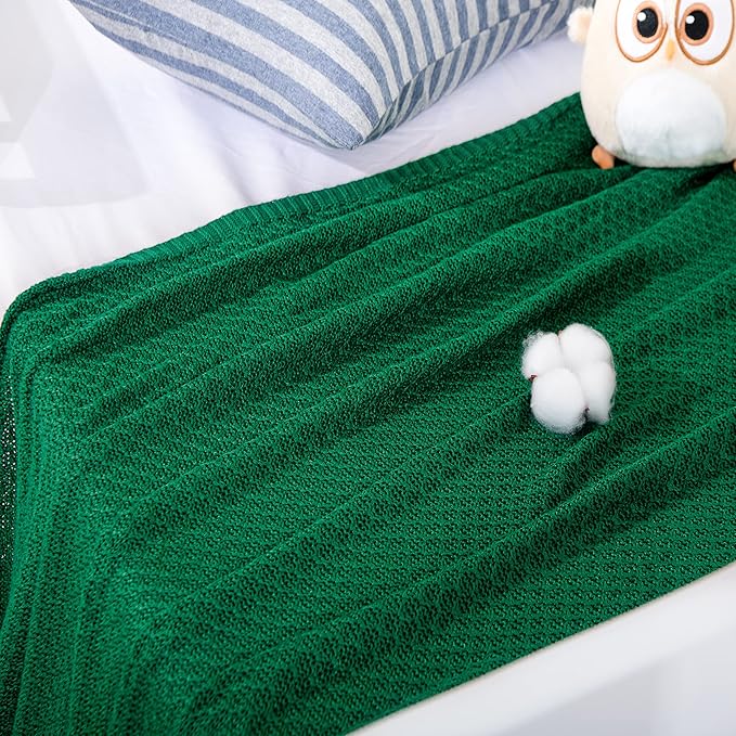 NTBAY Cable Knit Cooling Toddler Blanket, Soft and Breathable Baby Blanket 30x40 Inches Made from Rayon Derived from Bamboo for Crib, Stroller, Nursery, Green