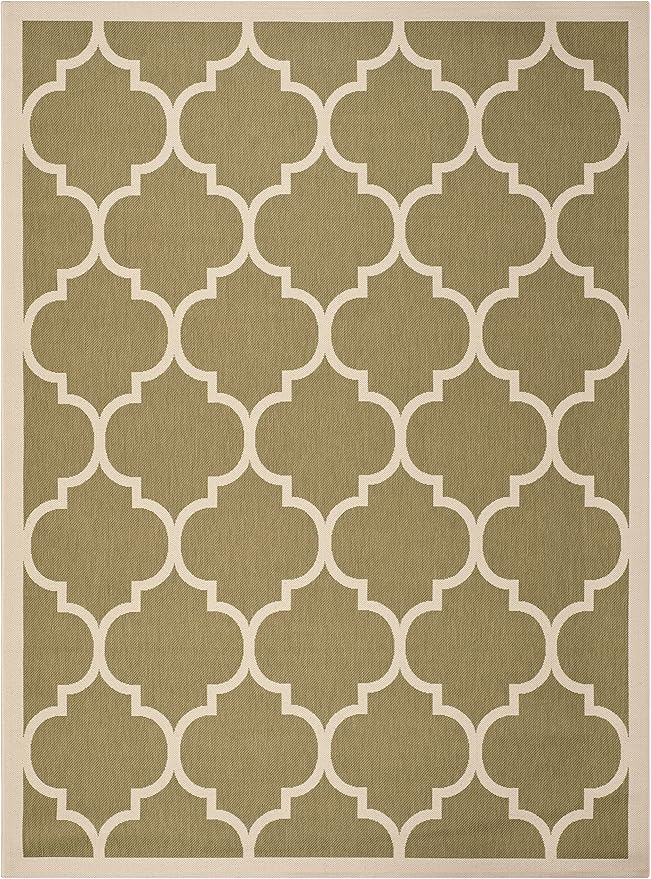 SAFAVIEH Courtyard Collection 8' x 11' Green/Beige CY6914 Trellis Indoor/ Outdoor Waterproof Easy-Cleaning Patio Backyard Mudroom Area-Rug