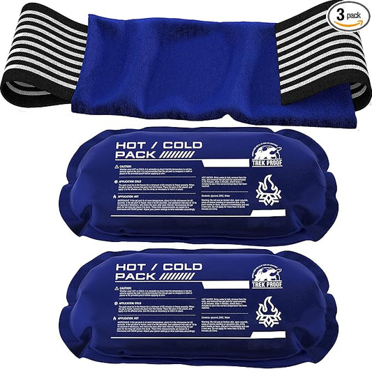 Ice Pack (3-Piece Set) – Reusable Hot and Cold Therapy Gel Wrap Support Injury Recovery, Alleviate Joint and Muscle Pain – Rotator Cuff, Knees, Back & More (3 Piece Set - Large)