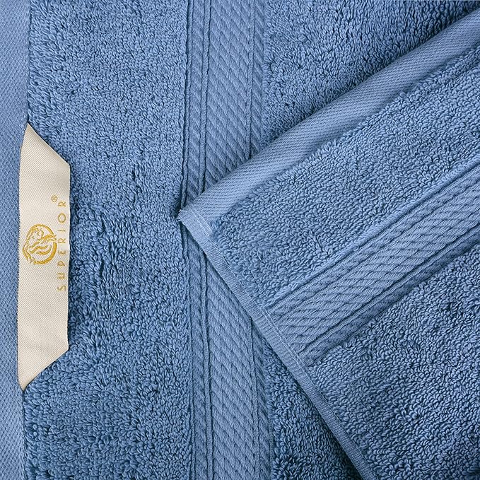 BLUENILEMILLS Madison Egyptian Cotton Towels, Towel Set for Bathroom, Shower, Hotel, Plush, 900 GSM, Highly Absorbent and Ultra-Soft Towels, Bath Essentials, 8 Piece Assorted Towel Set, Denim Blue