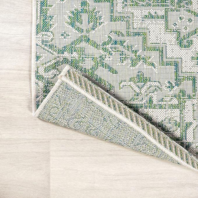 JONATHAN Y Boho Medallion Indoor Outdoor Area Rug 5X8 Green/Cream, Estrella Textured Weave for Backyard, Patio, Porch, Easy-Cleaning, High Traffic, Pet-Friendly, Non-Shedding (SMB105G-5)