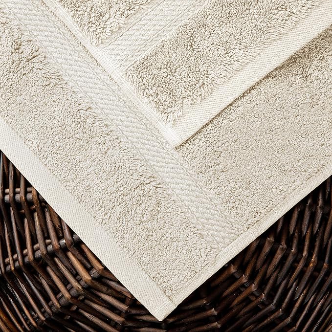 BLUENILEMILLS Premium Towel Collection, Egyptian Cotton Towels for Shower and Bathroom Assorted 6-Piece Towel Set, 30" x 55", 20" x 30", 13" x 13", Cream by Blue Nile Mills