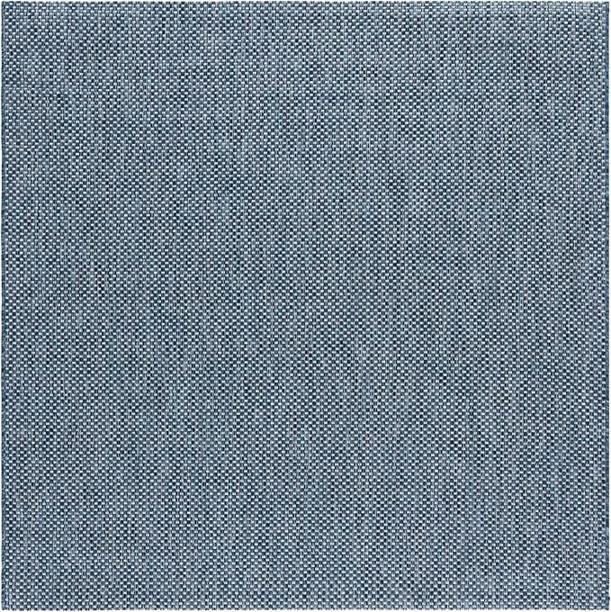 SAFAVIEH Washable Rug Outdoor Courtyard Collection - 7'10" Square, Navy & Grey, Non-Shedding & Easy Cleaning, Ideal for Patio, Backyard, Mudroom (CY8521-36821)