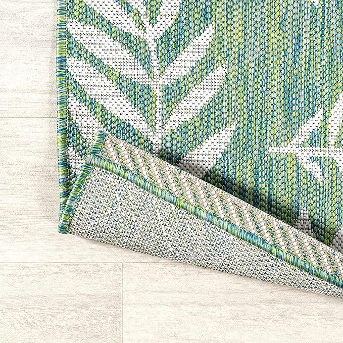 JONATHAN Y Palm Frond Indoor Outdoor Area Rug 8X10 Cream/Green, Nevis for Backyard, Patio, Porch, Easy-Cleaning, High Traffic, Pet-Friendly, Non-Shedding (SMB119G-8)