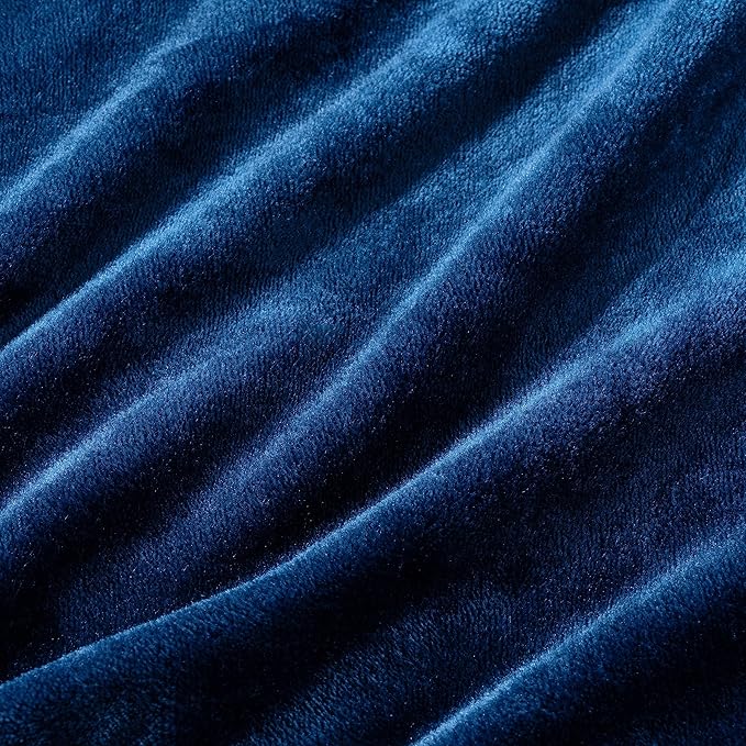 Berkshire Blanket Classic VelvetLoft® Solid Bed Blanket King Size, Lightweight Soft Fuzzy Plush Blanket for Bed and Couch, Dress Blues, 90x108 Inches