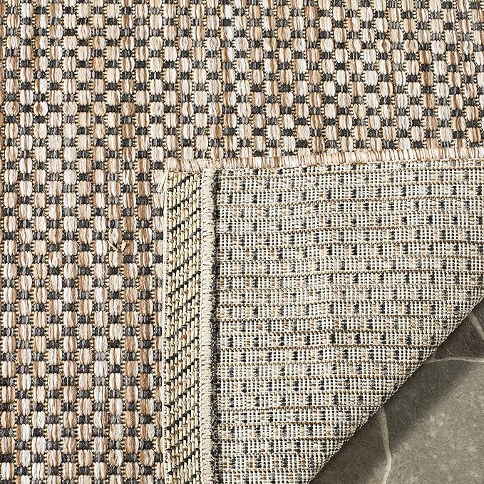 SAFAVIEH Washable Rug Outdoor Courtyard Collection - 10' Square, Aqua Blue & Grey, Non-Shedding & Easy Cleaning, Ideal for Patio, Backyard, Mudroom (CY8521-37312)