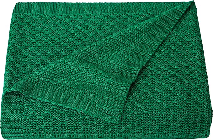 NTBAY Cable Knit Cooling Toddler Blanket, Soft and Breathable Baby Blanket 30x40 Inches Made from Rayon Derived from Bamboo for Crib, Stroller, Nursery, Green
