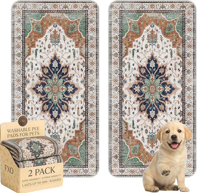 Washable Pee Pads for Dogs,Great Urine Absorbent Reusable Puppy Training Pads,Waterproof,Leak-Proof & Non-Slip Potty Pads for Whelping,Crate,Playpen,Bed.(Dark Teal Floral,36"x72")