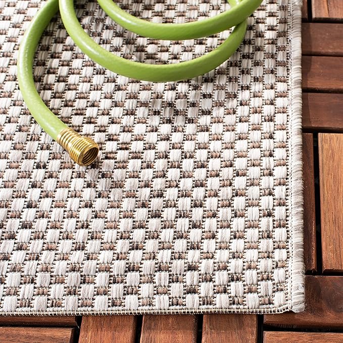 SAFAVIEH Washable Rug Outdoor Courtyard Collection - 10' x 14', Natural & Cream, Non-Shedding & Easy Cleaning, Ideal for Patio, Backyard, Mudroom (CY8521-36312)