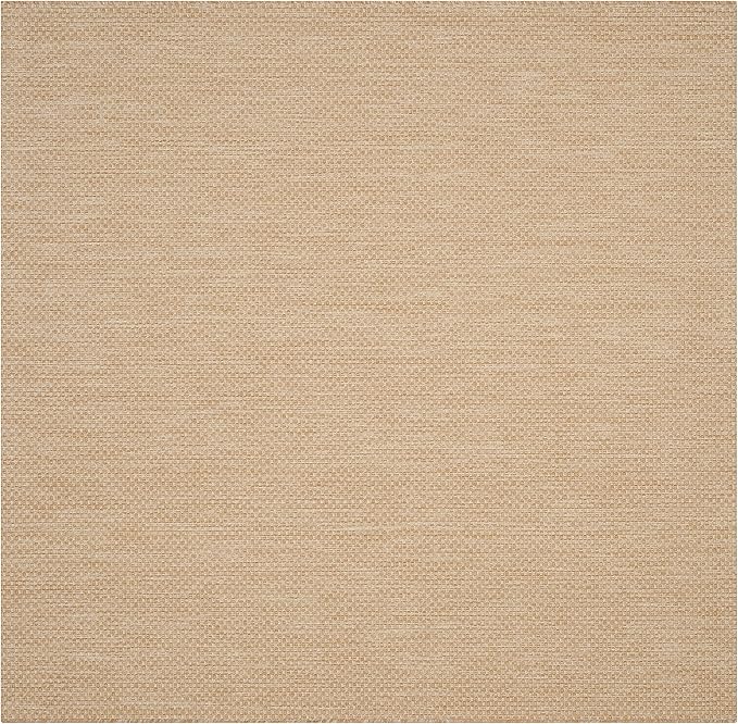 SAFAVIEH Washable Rug Outdoor Courtyard Collection - 4' Square, Natural & Cream, Non-Shedding & Easy Cleaning, Ideal for Patio, Backyard, Mudroom (CY8521-03012)
