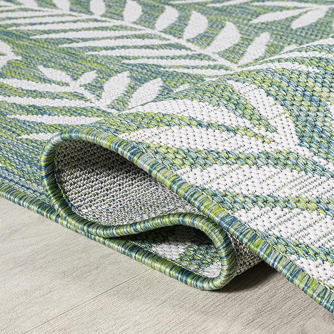 JONATHAN Y Palm Frond Indoor Outdoor Area Rug 8X10 Cream/Green, Nevis for Backyard, Patio, Porch, Easy-Cleaning, High Traffic, Pet-Friendly, Non-Shedding (SMB119G-8)