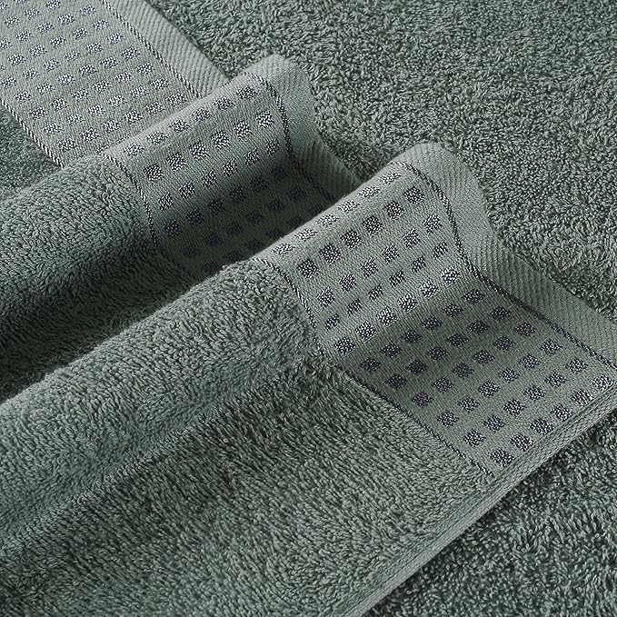 GLAMBURG 100% Cotton Ultra Soft 6 Pack Towel Set, Contains 2 Bath Towels 28x55 Inches, 2 Hand Towels 16x24 Inches & 2 Wash Coths 12x12 Inches, Compact Absorbent Lightweight & Quickdry - Jade