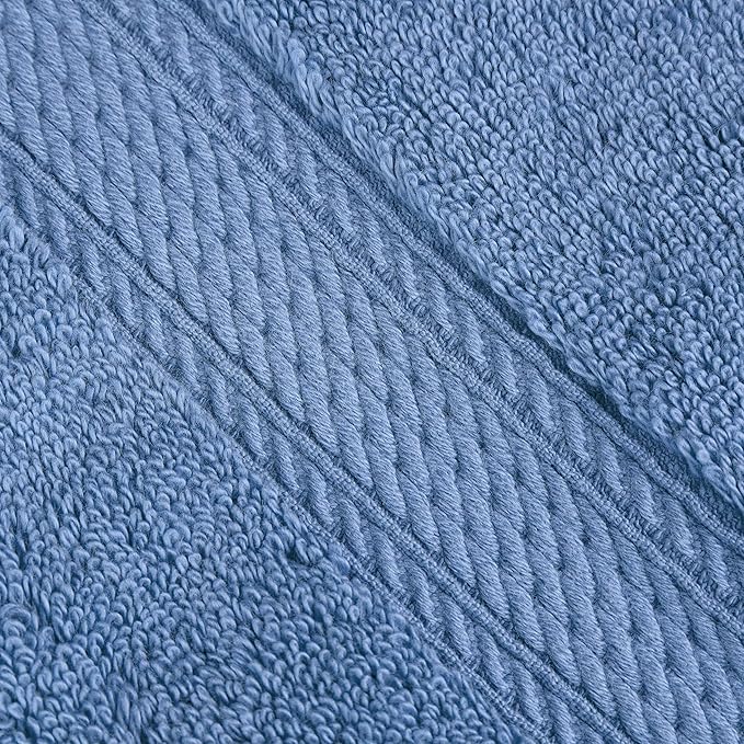 BNM Egyptian Cotton Heavyweight Towels, Ideal for Bathroom, Shower, Spa, 800 GSM Bath Towels, Highly-Absorbent, Luxury Bathroom Essentials, Soft Plush Home Basics, Bath Towel Set of 4, Denim Blue