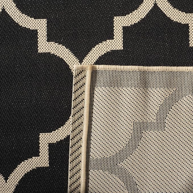 SAFAVIEH Washable Rug Outdoor Courtyard Collection - 2'3" x 8' Runner, Black & Beige, Non-Shedding & Easy Cleaning, Ideal for Patio, Entryway, Mudroom, Hallway, Kitchen (CY6914-266)