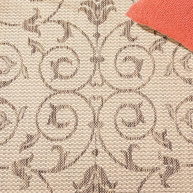 SAFAVIEH Washable Rug Outdoor Courtyard Collection - 9' x 12', Natural & Brown, Non-Shedding & Easy Cleaning, Ideal for Patio, Backyard, Mudroom (CY2098-3001)