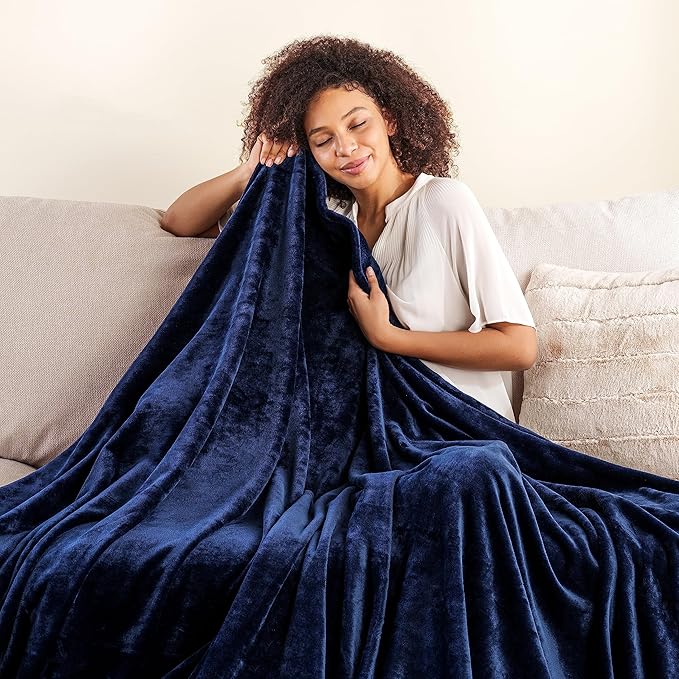 Berkshire Blanket Classic VelvetLoft® Solid Throw Blanket, Lightweight Soft Fuzzy Plush Throw Blanket for Bed and Couch, Dress Blues, 50x60 Inches
