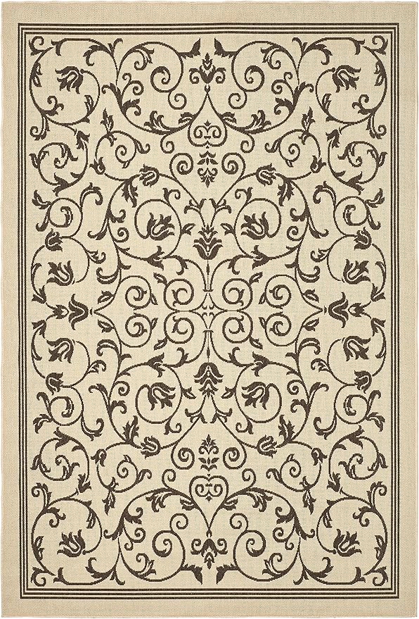 SAFAVIEH Washable Rug Outdoor Courtyard Collection - 9' x 12', Natural & Brown, Non-Shedding & Easy Cleaning, Ideal for Patio, Backyard, Mudroom (CY2098-3001)