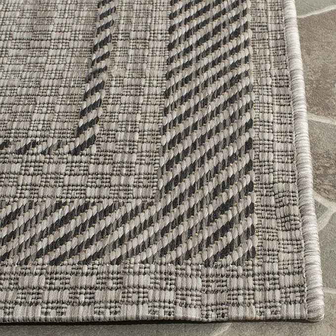 SAFAVIEH Courtyard Collection 2' x 3'7" Beige/Black CY8477 Indoor/ Outdoor Waterproof Easy Cleaning Patio Backyard Mudroom Accent Rug