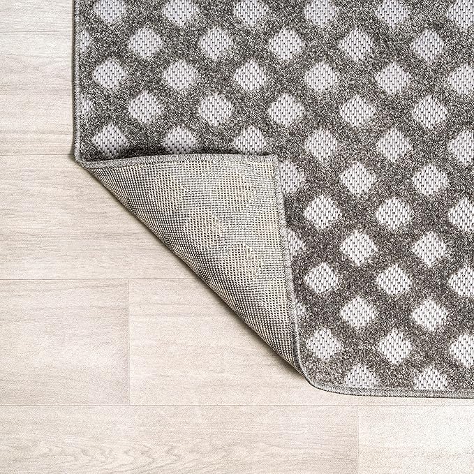JONATHAN Y Mini-Diamond Trellis Indoor Outdoor Area Rug 3X5 Dark Gray/Ivory, Rabat High-Low Pile for Backyard, Patio, Porch, Easy-Cleaning, High Traffic, Pet-Friendly, Non-Shedding (SBH101C-3)