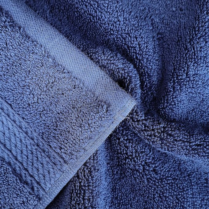 BNM Egyptian Cotton Heavyweight Towels, Ideal for Bathroom, Shower, Spa, Hotel, 800 GSM, Face/Washcloths, Hand Towels, Bath Towels, Highly-Absorbent, Luxury Home Basics, 9 Piece Towel Set, Navy Blue