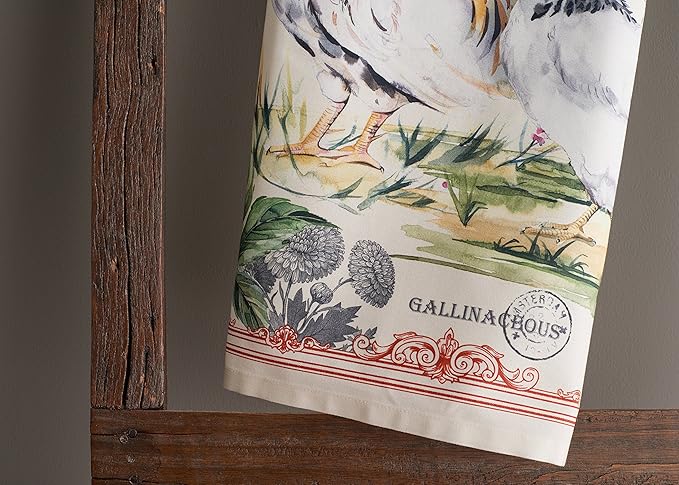 Maison d' Hermine Kitchen Towels Set of 2 100% Cotton 27.50" x 20" Reusable Cloth Tea Dish Towels Absorbent with Hanging Loop for Kitchen, Home, Dining, Cocktail Parties Spring/Summer (Campagne)
