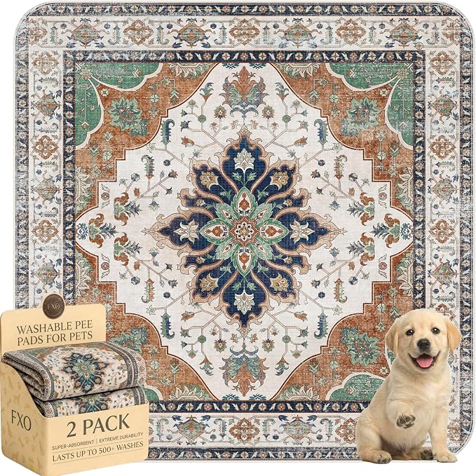 Washable Pee Pads for Dogs,Great Urine Absorbent Reusable Puppy Training Pads,Waterproof,Leak-Proof & Non-Slip Potty Pads for Whelping,Crate,Playpen,Bed.(Dark Teal Floral,36"x36")