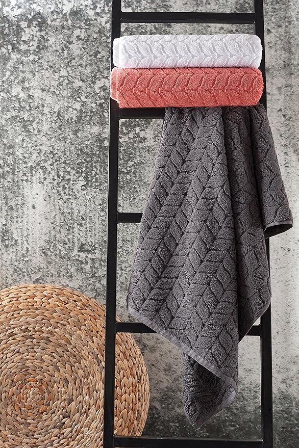 BAGNO MILANO Turkish Bath Towels, Soft Plush Jacquard Luxury Bath Towels, Quick Dry Towel Set (Royal Green, 3 pcs Towel Set)