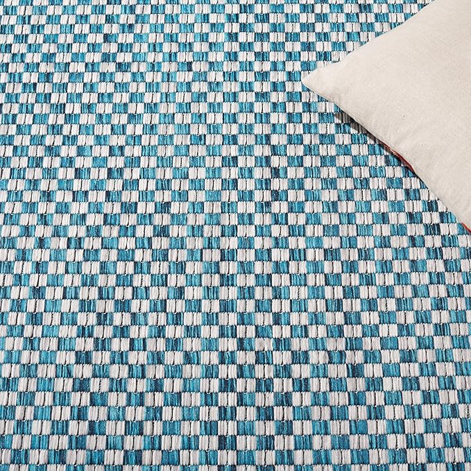 SAFAVIEH Courtyard Collection 2'3" x 12' Turquoise / Light Grey CY8653 Indoor-Outdoor Waterproof Easy-Cleaning Patio Backyard Mudroom Runner-Rug