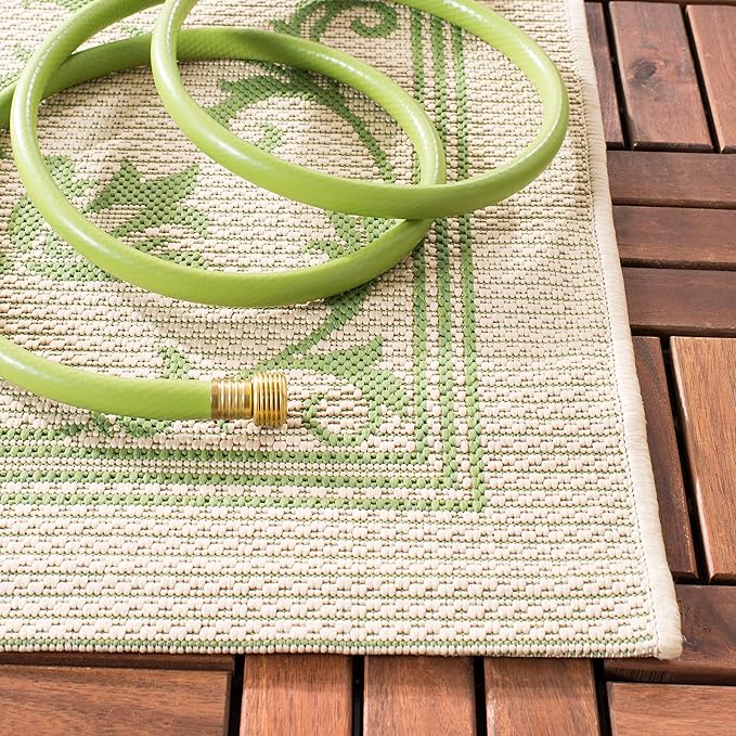 SAFAVIEH Washable Rug Outdoor Courtyard Collection - 4' x 5'7", Terracotta & Natural, Non-Shedding & Easy Cleaning, Ideal for Patio, Backyard, Mudroom (CY2098-3202)
