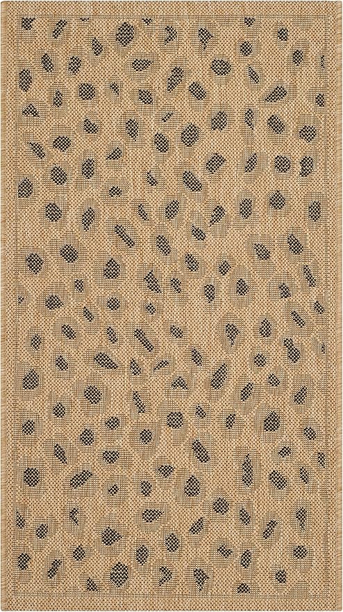 SAFAVIEH Washable Rug Outdoor Courtyard Collection - 2' x 3'7", Natural & Gold, Non-Shedding & Easy Cleaning, Ideal for Patio, Front Door, Entryway, Doormat (CY6104-39)