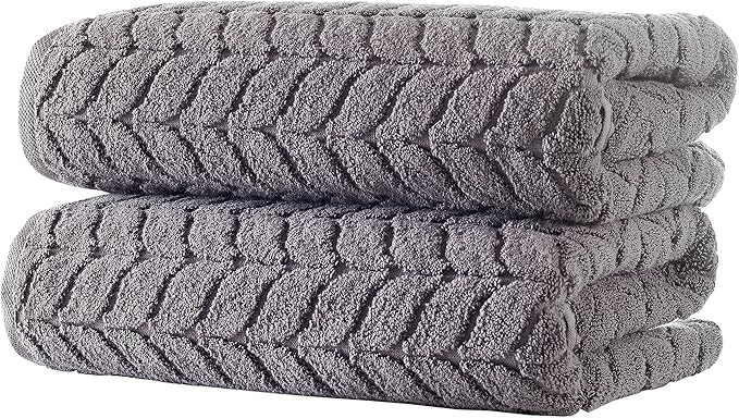 BAGNO MILANO Turkish Bath Towels, Soft Plush Jacquard Luxury Bath Towels, Quick Dry Towel Set (Grey, 4 Pcs Hand Towel Set)