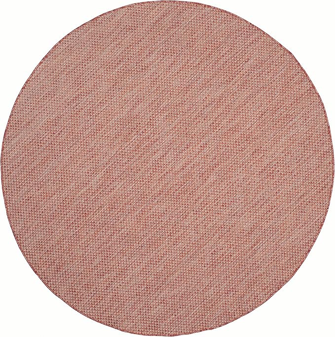 SAFAVIEH Courtyard Collection 6'7'' Round Red/Beige CY8521 Indoor/ Outdoor Patio Backyard Mudroom Area Rug
